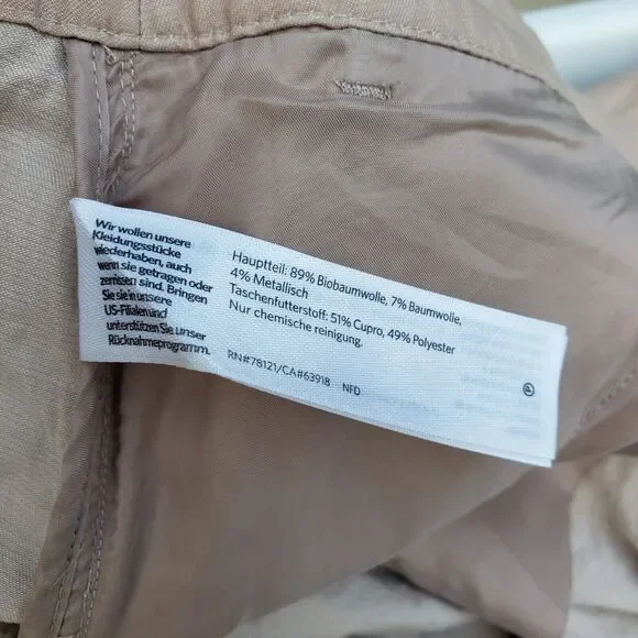 Eileen Fisher Women Beige Cotton Blend Trouser Capris Sz 16